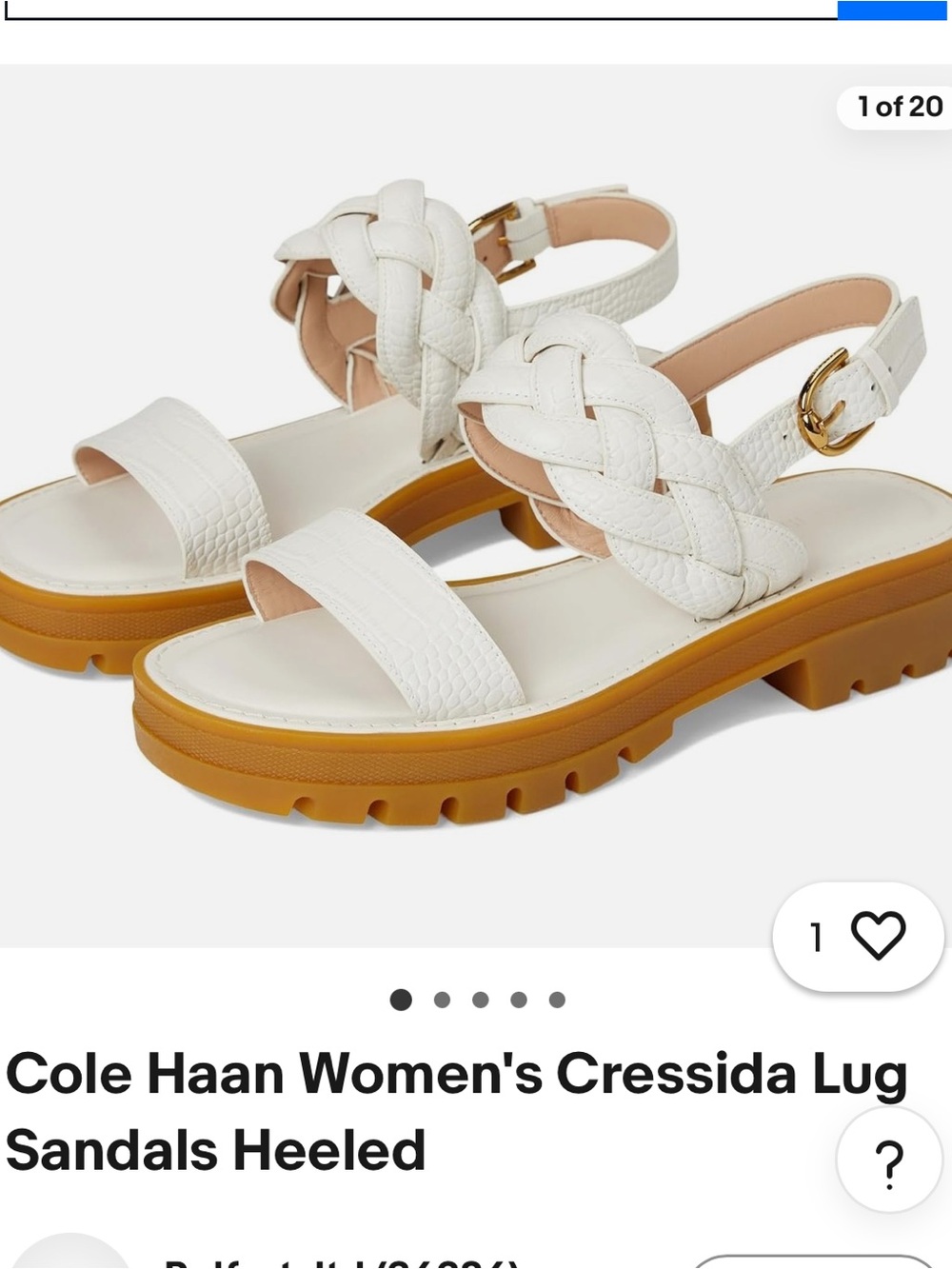 Cole Haan White Braided Platform Sandals with Buckle Strap